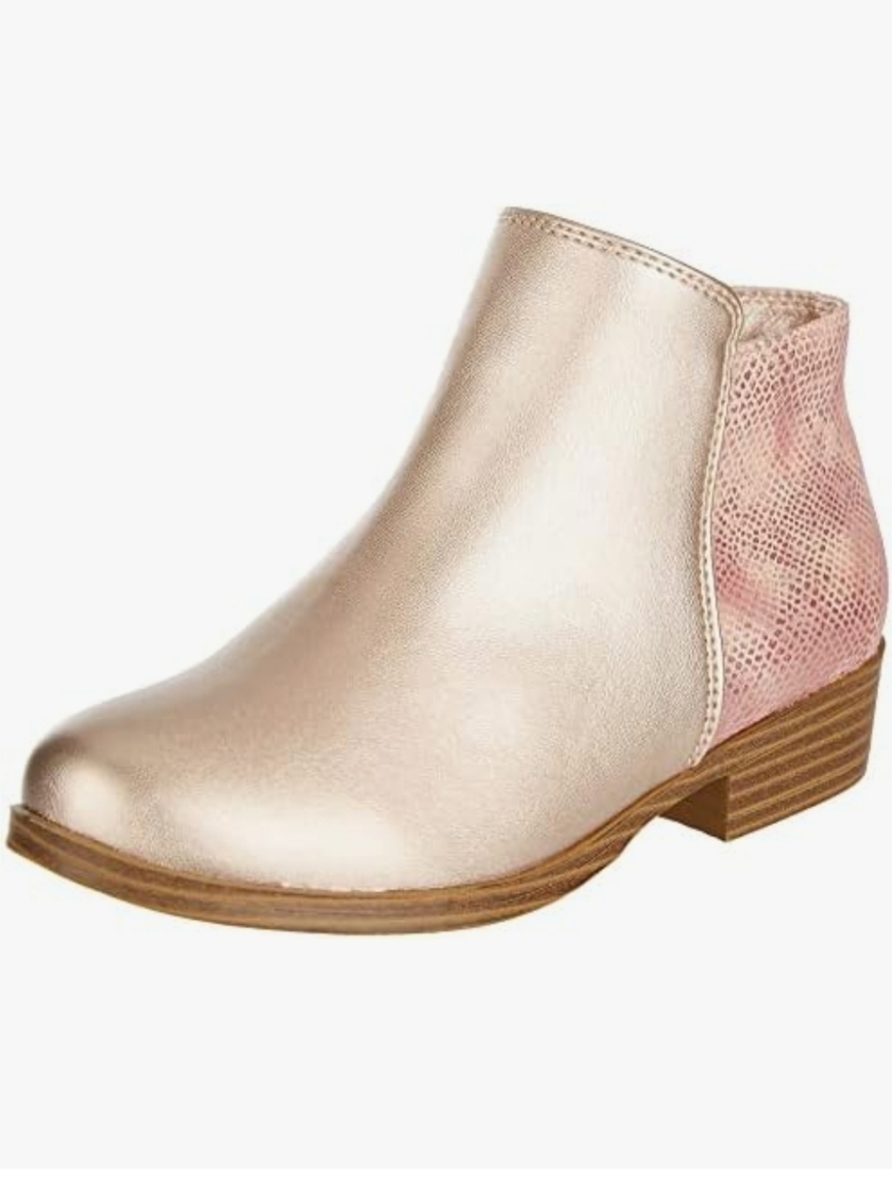 MIA Girls Metallic Rose Gold Boot with Pink Heel Accent Size 5